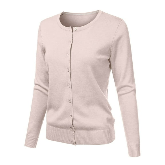 Lounge Cardigans for Women Button Down Long Sleeve Crew Neck Classic Light Weight Cardigan
