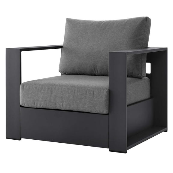 Lounge Chair Armchair, Grey Gray, Aluminum, Metal, Fabric, Modern Contemporary, Outdoor Patio Balcony Cafe Bistro Garden Furniture Hotel Hospitality