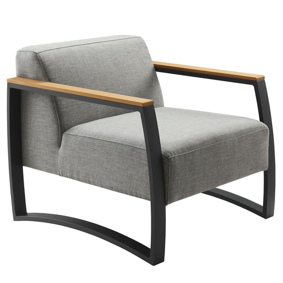 Lounge Chair Armchair Lounge Chair, Dark Gray, Aluminum, Outdoor Patio Balcony Cafe Bistro Garden Hospitality Restaurant, Modern Contemporary, HB37277