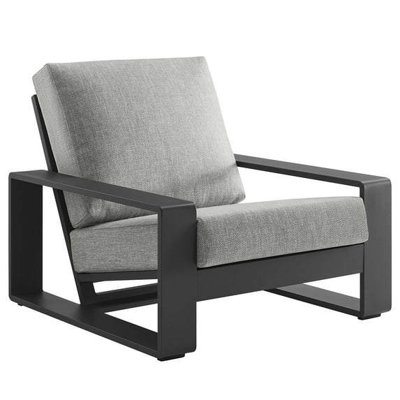 Lounge Chair Armchair Lounge Chair, Gray, Aluminum, Outdoor Patio Balcony Cafe Bistro Garden Hospitality Restaurant, Modern Contemporary, HB37961