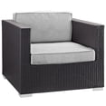 thumbnail image 1 of Lounge Chair Armchair Lounge Chair, Gray, Wicker Rattan, Outdoor Patio Balcony Cafe Bistro Garden Hospitality Restaurant, Modern Contemporary, HB36941, 1 of 3