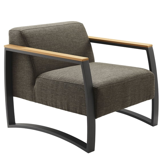 Lounge Chair Armchair Lounge Chair, Natural Dark Gray, Aluminum, Outdoor Patio Balcony Cafe Bistro Garden Hospitality Restaurant, Modern Contemporary, HB37278