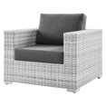 thumbnail image 1 of Lounge Chair Armchair, Rattan, Wicker, Grey Gray, Modern Contemporary Urban Design, Outdoor Patio Balcony Cafe Bistro Garden Furniture Hotel Hospitality, 1 of 8