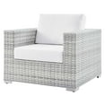 thumbnail image 1 of Lounge Chair Armchair, Rattan, Wicker, Light Grey Gray White, Modern Contemporary Urban Design, Outdoor Patio Balcony Cafe Bistro Garden Furniture Hotel Hospitality, 1 of 8
