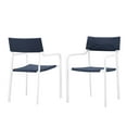 thumbnail image 1 of Lounge Chair Armchair, Set of 2, Aluminum, Metal, Steel, White Blue Navy, Modern Contemporary Urban Design, Outdoor Patio Balcony Cafe Bistro Garden Furniture Hotel Hospitality, 1 of 8