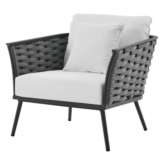 Lounge Chair Armchair, White, Aluminum, Metal, Steel, Modern Contemporary, Outdoor Patio Balcony Cafe Bistro Garden Furniture Hotel Hospitality