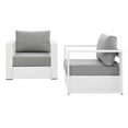 thumbnail image 1 of Lounge Chair Armchair, White Gray Grey, Aluminum, Metal, Fabric, Modern Contemporary, Outdoor Patio Balcony Cafe Bistro Garden Furniture Hotel Hospitality, 1 of 7