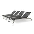 thumbnail image 1 of Lounge Chair Chaise, Set of 4, Aluminum, Metal, Steel, Black, Modern Contemporary Urban Design, Outdoor Patio Balcony Cafe Bistro Garden Furniture Hotel Hospitality, 1 of 5