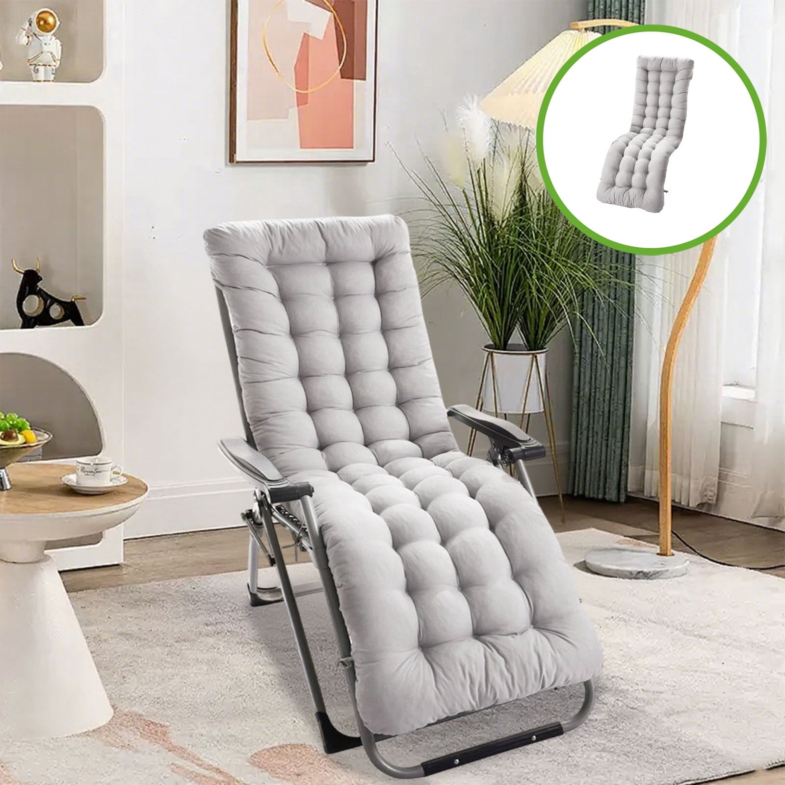 Lounge Chair Cushion,Outdoor Lounge Chair Cushions,Seat Cushions,Lounge Chair Cushion,Cushions for Outdoor Furniture,Patio Cushions Chaise Outdoor Mattress Recliner Quilted Thick(Gray)