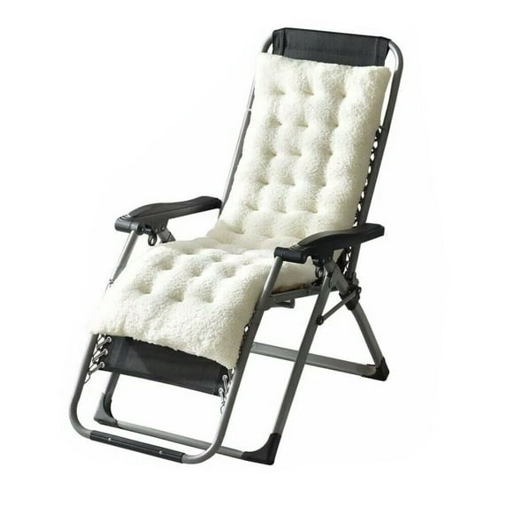 Lounge Chair Cushion Padding Fleece Home Recliner Mat Indoor Outdoor Soft Cushion, Beige, 51.18" X 19.68" X 3"