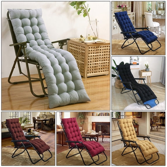 TETSELF Lounge Chair Cushion Tufted Soft Outdoor Rocking Seat Deck Chaise Pad W/ Ties
