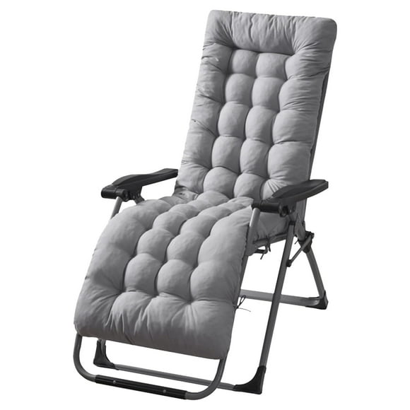 Jiowenm Lounge Chair Cushions, 67 in Patio Lawn High Back Recliner Lounger Cushion with Ties, Thick Lounge Chaise Pads Replacement for Outdoor Indoor Furniture(Grey)