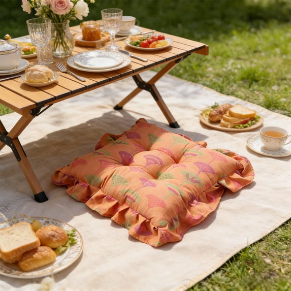 Lounge Chair Cushions, Square Lace Edge Chair Cushion 40cm, Decorative Pad for Home and Kitchen