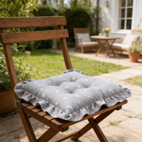 Lounge Chair Cushions, Square Lace Edge Chair Cushion 40cm, Decorative Pad for Home and Kitchen