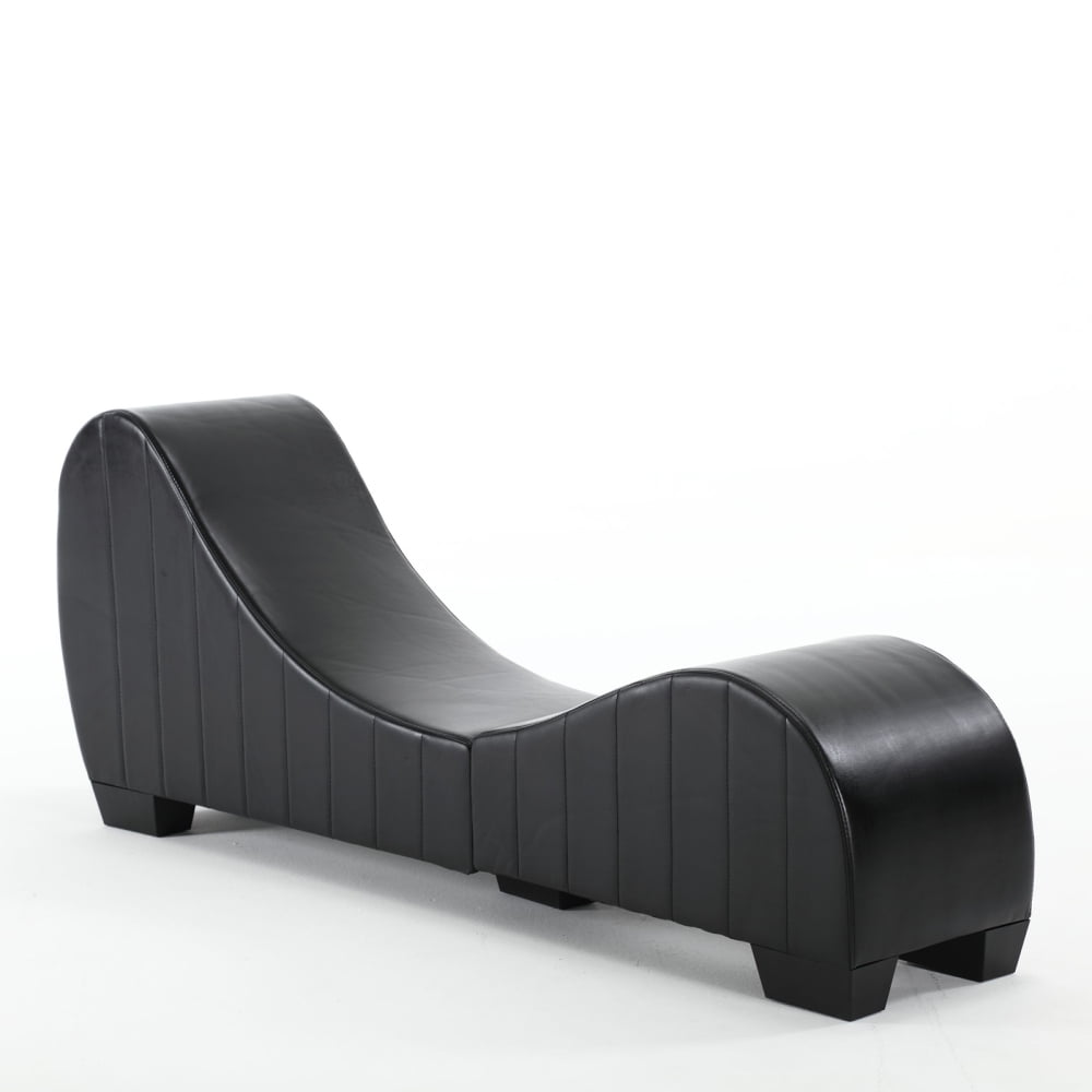 Lounge Chair, Modern Faux Leather Curved Lounge Chaise Yoga Stretching Lounger Recliner