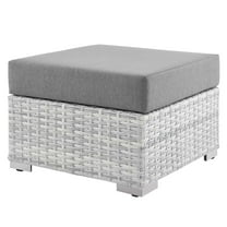 Lounge Chair Ottoman, Rattan, Wicker, Grey Gray, Modern Contemporary Urban Design, Outdoor Patio Balcony Cafe Bistro Garden Furniture Hotel Hospitality