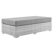 Lounge Chair Ottoman, Rectangular, Rattan, Wicker, Grey Gray, Modern Contemporary Urban Design, Outdoor Patio Balcony Cafe Bistro Garden Furniture Hotel Hospitality