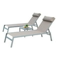 thumbnail image 1 of Lounge Chair Outdoor Set of 2, Outdoor Chaise Lounge Chairs with Side Table and Headrest, Outdoor Lounge Chair with 5 Adjustable Position, Patio Chaise Lounge Chair for Beach, Yard, Pool, Khaki, 1 of 6