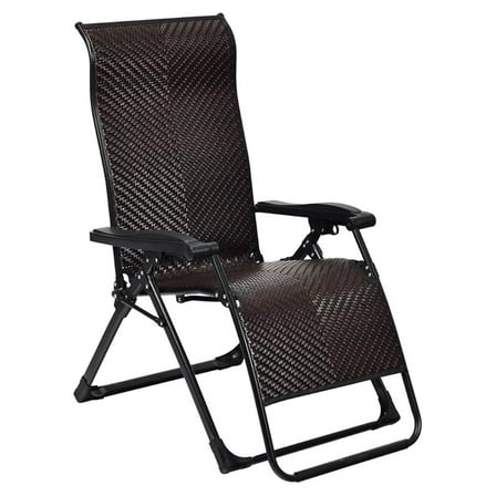 Lounge Chair - Patio PE Wicker Folding Recliner with Locking System & Widen Armrest, Adjustable Reclining Lounge Chair for Deck, Beach, Backyard (1)