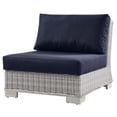 thumbnail image 1 of Lounge Chair, Rattan, Wicker, Light Grey Gray Blue Navy, Modern Contemporary Urban Design, Outdoor Patio Balcony Cafe Bistro Garden Furniture Hotel Hospitality, 1 of 7