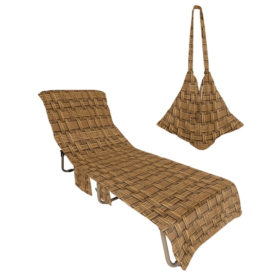 Lounge Chair Towel Cover Brown Rattan Chaise Lounge Towel Cover with Side Pockets Soft Absorbent Vintage Striped Lines Beach Chair Covers for Patio Pool Outdoor Chairs Hotel Sunbathing Spa