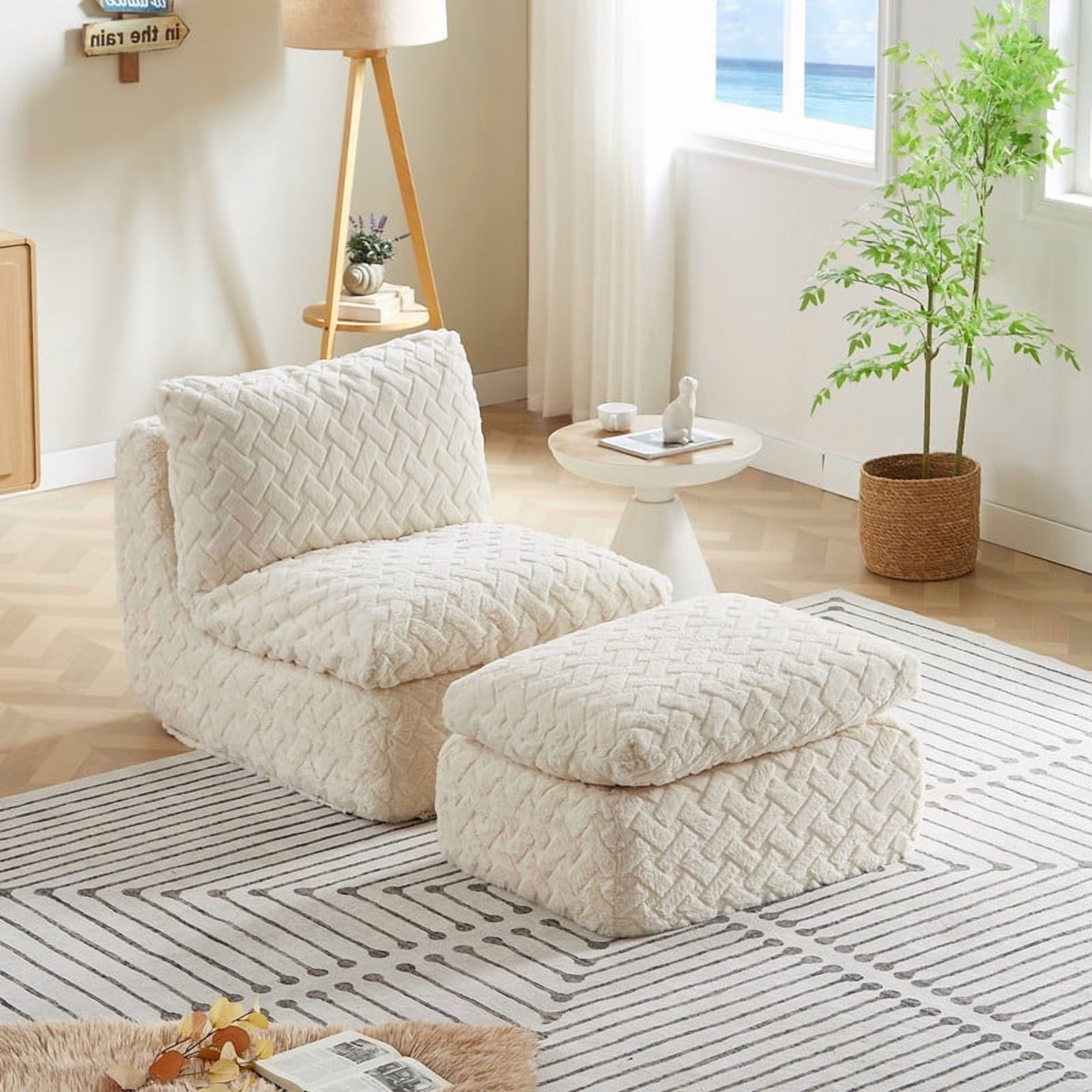 Lounge Chair with Ottoman - Ergonomic Corduroy Sofa, Full Compression ...