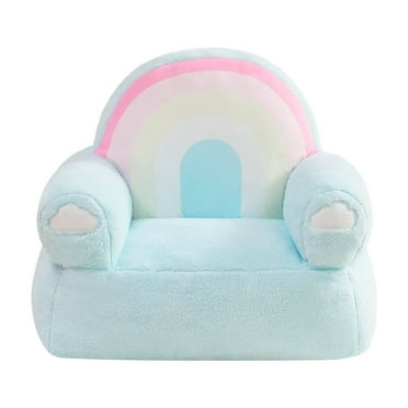 Lounge & Co Kids Rainbow Large Foam Filled Bean Bag Chair, Blue Plush, 25" W x 20" D x 23" H