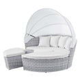 thumbnail image 1 of Lounge Daybed Sofa Bed, Grey Gray White, Rattan, Wicker, Modern Contemporary, Outdoor Patio Balcony Cafe Bistro Garden Furniture Hotel Hospitality, 1 of 9