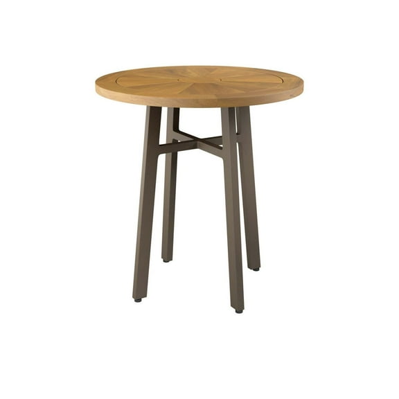 Lounge Dining Table, Taupe Gray Natural, Teak Wood, Outdoor Patio Balcony Cafe Bistro Garden Hospitality Restaurant, Modern Contemporary HB36339