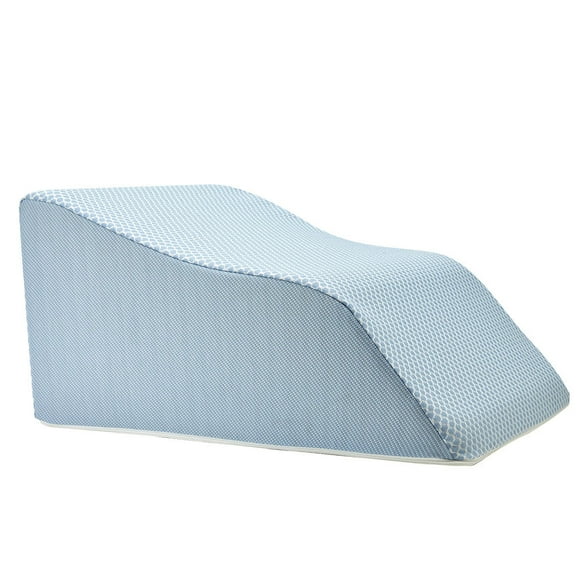 Lounge Doctor Elevating Leg Rest Wedge Pillow with Memory Foam, Light Blue, Small