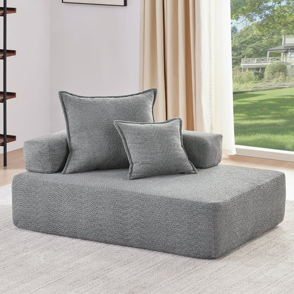Lounge Frame for Luxury Boucle Floor Couch Set, Oversized Modular U Shaped Sectional Sofa, Convertible Sleeper Couch, Spacious Foam-Filled Sofa Bed for Living Room, Gray