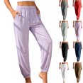 thumbnail image 1 of Lounge Jogger Pants for WomenElastic High Waist Drawstring Lightweight Long Pants Solid Color Versatile Casual Sports Pants with Pockets, 1 of 6