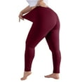 thumbnail image 1 of Womens Plus Size Leggings Tummy Control Ankle Length Compression Pull on Tummy Control Yoga Pants High Waisted Booty Lift Loungewear Leggings Wine 3XL, 1 of 5