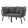 thumbnail image 1 of Lounge Loveseat Sofa, Aluminum, Metal, Steel, Grey Gray, Modern Contemporary Urban Design, Outdoor Patio Balcony Cafe Bistro Garden Furniture Hotel Hospitality, 1 of 10