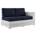 thumbnail image 1 of Lounge Loveseat Sofa, Rattan, Wicker, Light Grey Gray Blue Navy, Modern Contemporary Urban Design, Outdoor Patio Balcony Cafe Bistro Garden Furniture Hotel Hospitality, 1 of 8