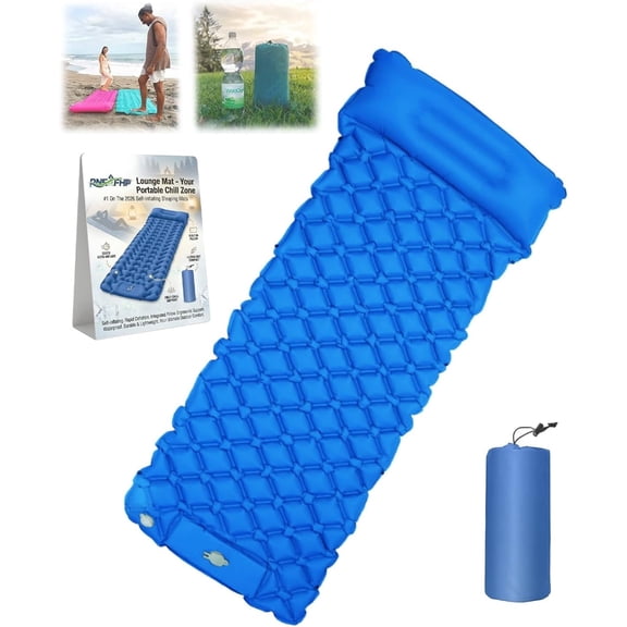 Lounge Mat Your Portable Chill Zone Foldable Inflatable Sleeping Pad Camping Air Mattress Ultralight Backpack Car Travel Bed Beach Lounge Built-In Self Inflating Foot Pump for Outdoor Hiking(#4)