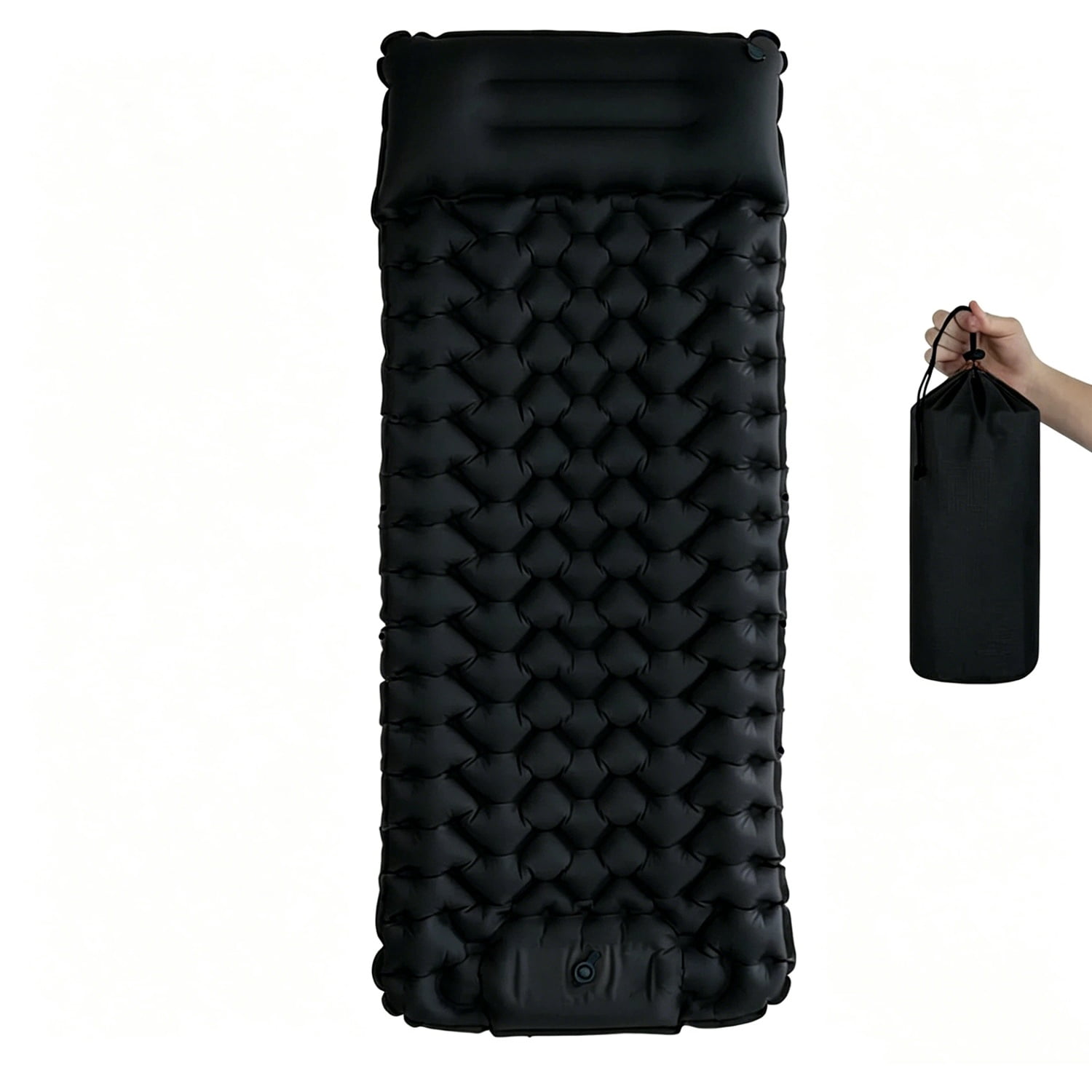 Lounge Mat - Your Portable Chill Zone, Thick Memory Foam Sleeping Pad for Camping, Self Inflating Travel Air Mattress with Pump, Lightweight Portable Car Tent Bed for Outdoor Backpacking,Black