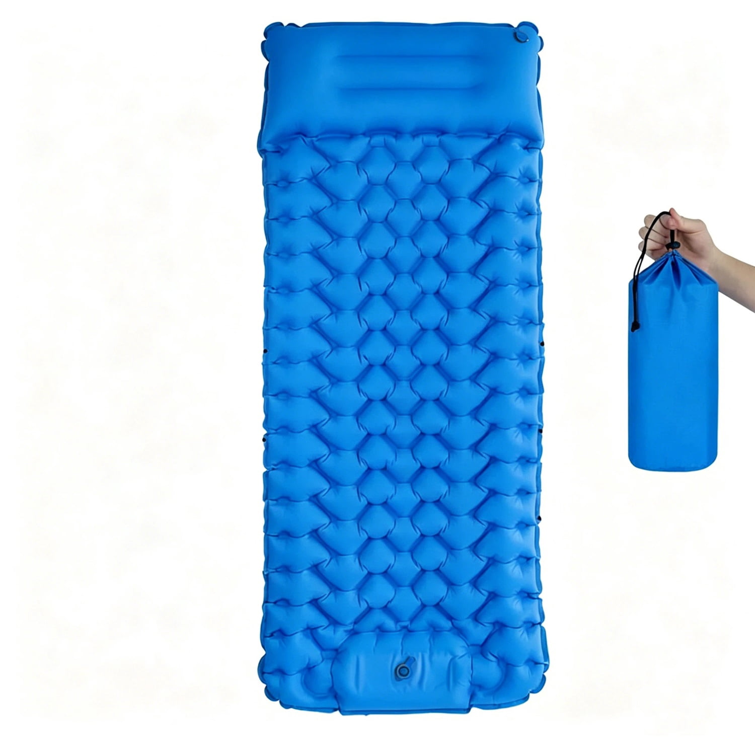Lounge Mat - Your Portable Chill Zone, Thick Memory Foam Sleeping Pad for Camping, Self Inflating Travel Air Mattress with Pump, Lightweight Portable Car Tent Bed for Outdoor Backpacking,Blue