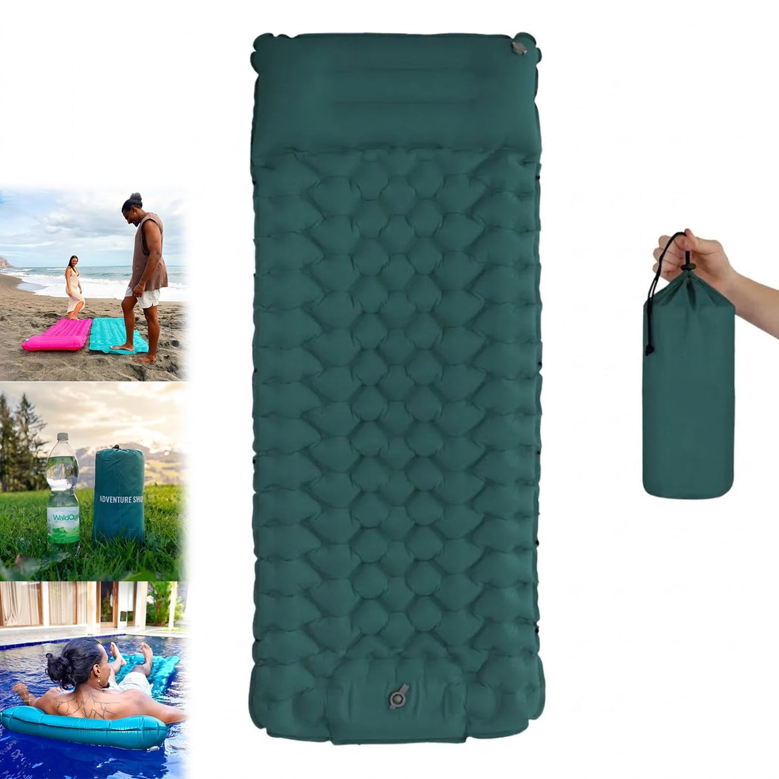 Lounge Mat - Your Portable Chill Zone, Thick Memory Foam Sleeping Pad for Camping, Self Inflating Travel Air Mattress with Pump, Lightweight Portable Car Tent Bed for Outdoor Backpacking