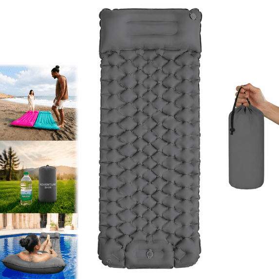Lounge Mat, Thick Memory Foam Sleeping Pad for Camping, Self Inflating Travel Air Mattress, Lightweight Portable Car Tent Bed for Outdoor Backpacking