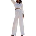 thumbnail image 1 of Lounge Outfits Sets For Women 2 Piece Casual Solid Color Lapel Button Long Sleeved Pants Two-piece Set on Clearance, 1 of 5