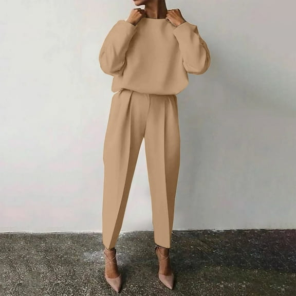 Lounge Outfits Sets For Women 2 Piece Fashion Loose Solid Long Sleeve Casual Two Piece Set Up to 65% off