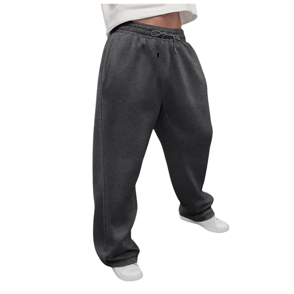 Lounge Pants Men Baggy Black Sweatpants Men's Drawstring Waist Straight Wide Leg Baggy Pants Workout Athletic Sweatpants with Pocket