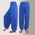 thumbnail image 1 of Lounge Pants Women Elastic Loose Casual Modal Cotton Soft Yoga Sports Dance Harem Pants Blue Polyester L, 1 of 3