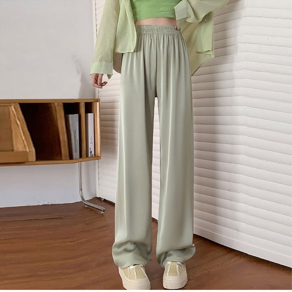 Asgosdo Lounge Pants Women Green Wide Leg Pants Flowy Beach Vacation Lounge Trousers