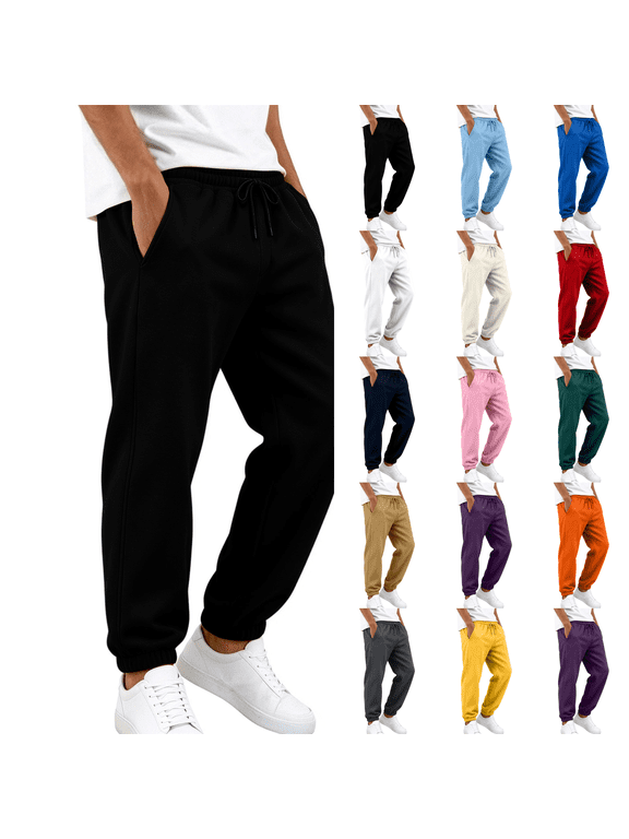 Lounge Pants for Mens Loose Fit Joggers Wide Fleece Leg Sweatpants Drawstring Waist Cotton Sweat Pants with Pockets