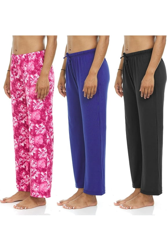 Lounge Pants for Women 3 Pack Sleep Casual Sleep Bottom Pajama Pants Set C, Small