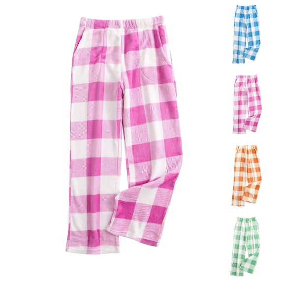 Lounge Pants for Women Full Length Flannel Cozy Sleep Pants Plaid Pants Nightwear Trousers