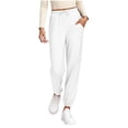 thumbnail image 1 of Lounge Pants for Women with Pockets Drawstring Elastic Waist Casual Cotton Jogger Sweatpants Soft Pajama Bottoms (S, White), 1 of 7