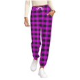 thumbnail image 1 of Lounge Pants for Women with Pockets Drawstring Elastic Waist Casual Cotton Jogger Sweatpants Soft Pajama Bottoms (XL, Purple|Plaid), 1 of 7